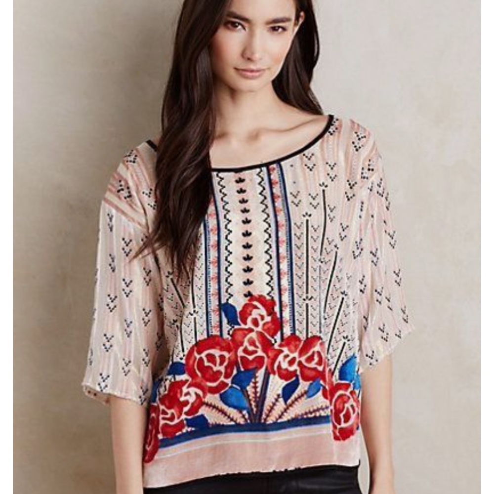 Anthropologie  Moulinette Soeurs Posey velvet Art Deco top Sz. Small